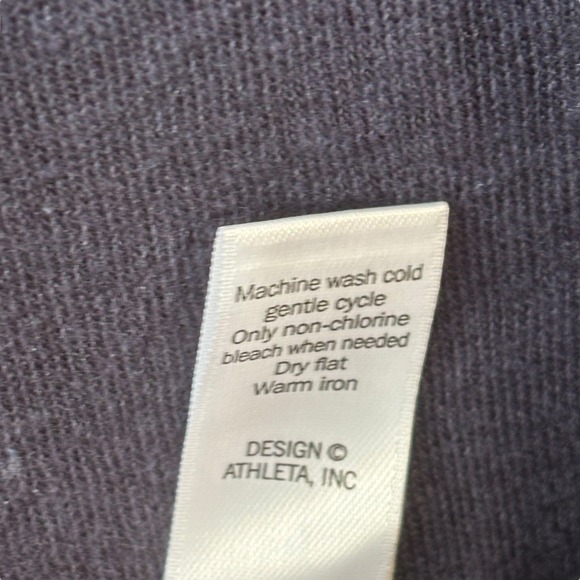 Athleta Top XL Newport Linen Tee Shirt Scoop Neck Pocket Navy Blue Casual Lounge - Picture 5 of 9